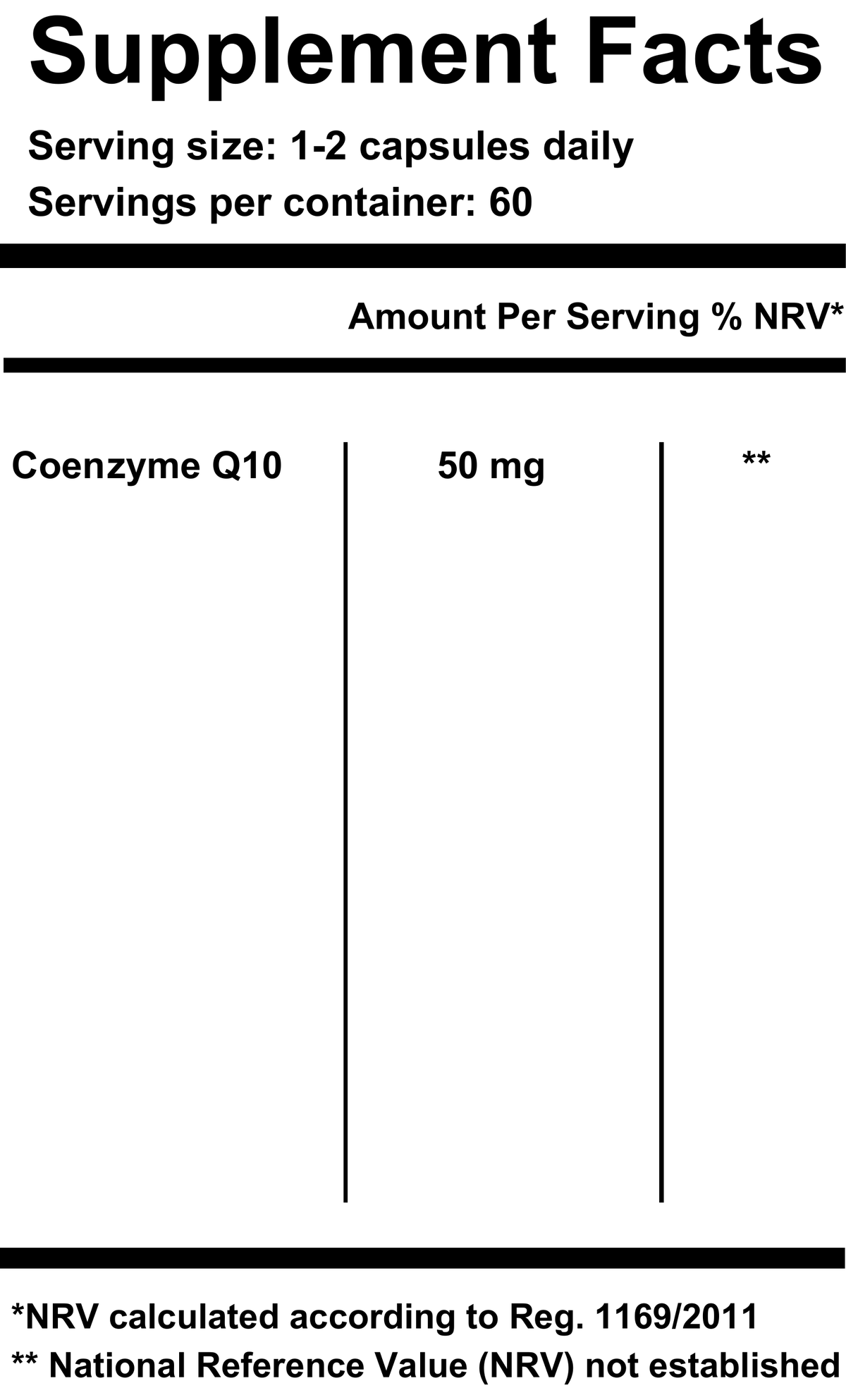 Liposomal Coenzyme Q10 — Supplement Facts label