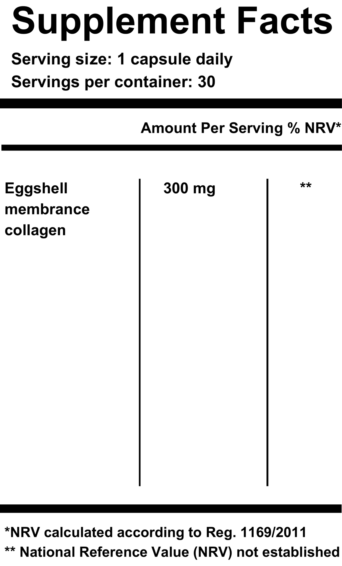 Liposomal ESM Collagen — Supplement Facts label