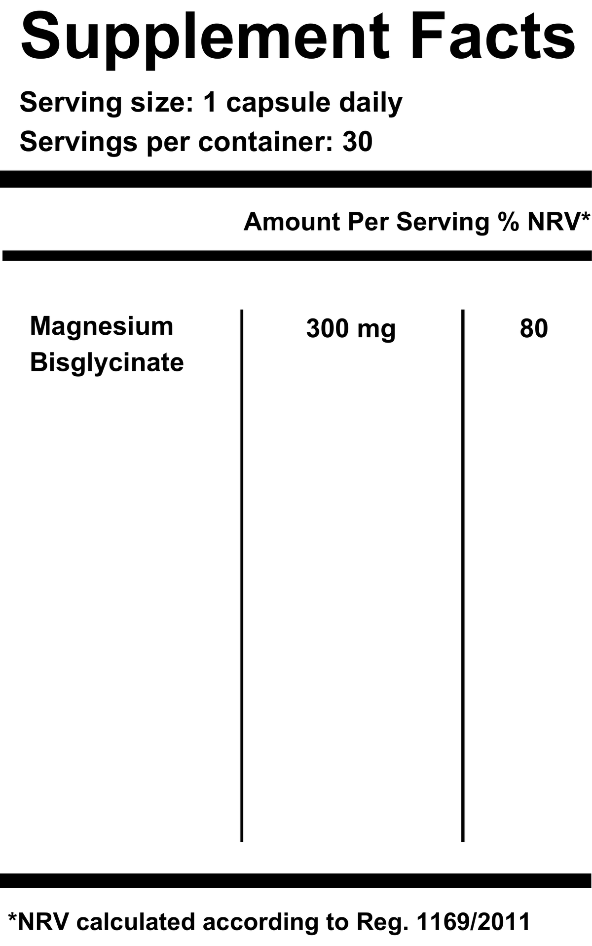 Liposomal Magnesium Bisglycinate — Supplement Facts label